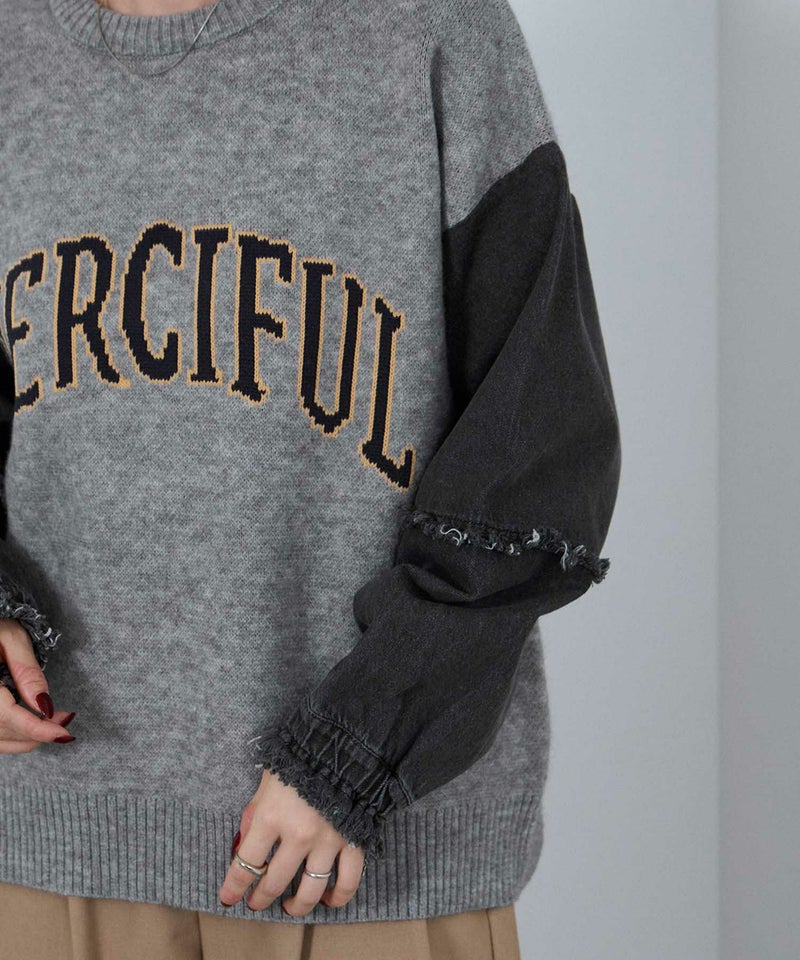 [期間限定knit]nAvy  ニット×デニムプルオーバー レディース商品画像-7