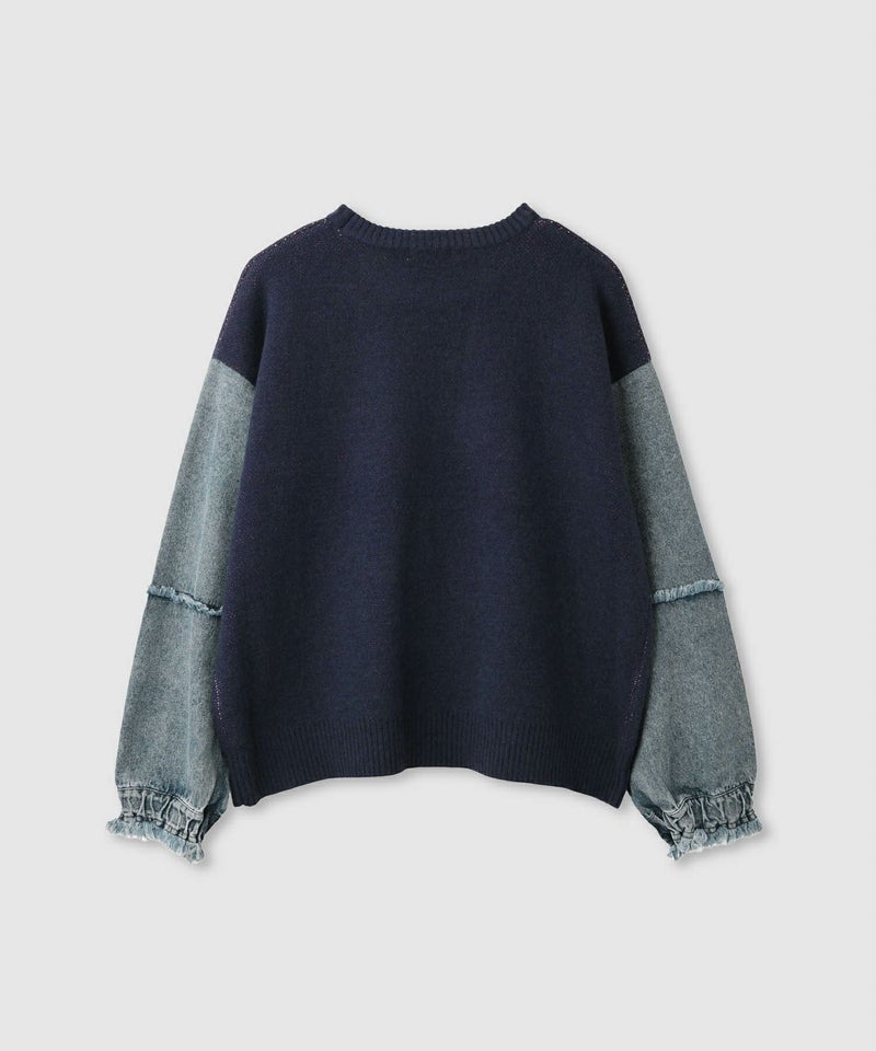 [期間限定knit]nAvy  ニット×デニムプルオーバー レディース商品画像-16