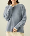 [期間限定knit]nAvy もちり もちもち 洗えるニット 配色クルーネック レディース商品サムネイル-1