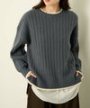 [期間限定knit]nAvy もちり もちもち 洗えるニット 配色クルーネック レディース商品サムネイル-3