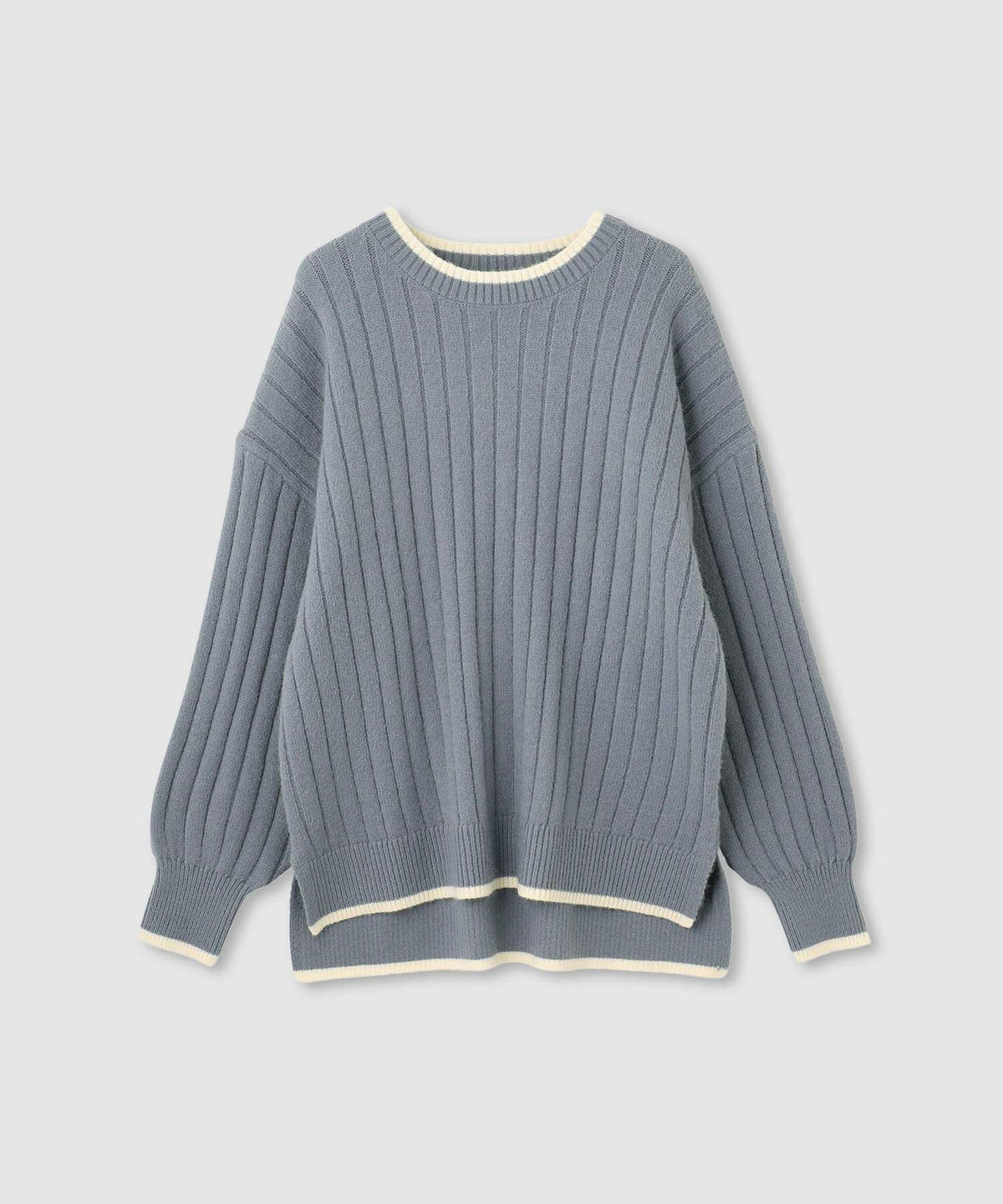 nAvy もちり もちもち 洗えるニット 配色クルーネック レディース