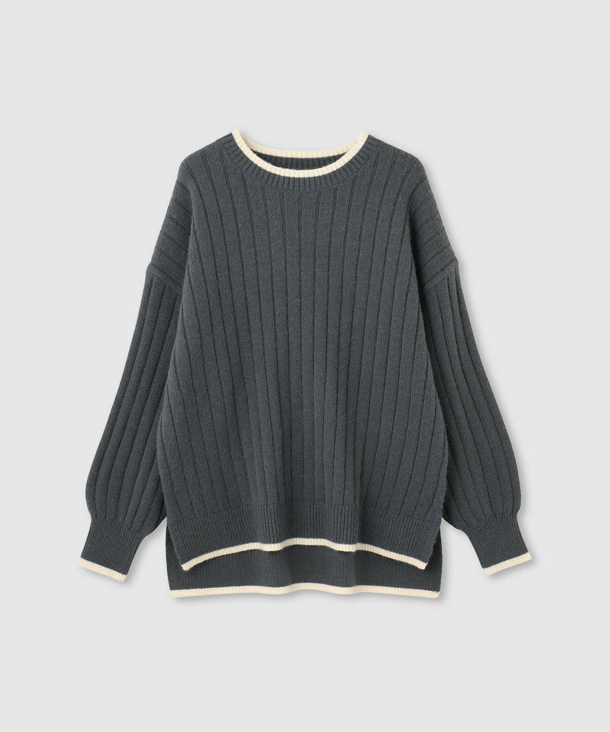 nAvy もちり もちもち 洗えるニット 配色クルーネック レディース