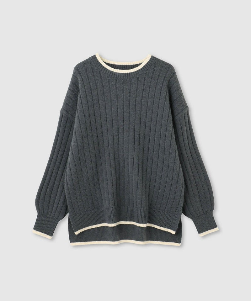 nAvy もちり もちもち 洗えるニット 配色クルーネック レディース商品画像-23