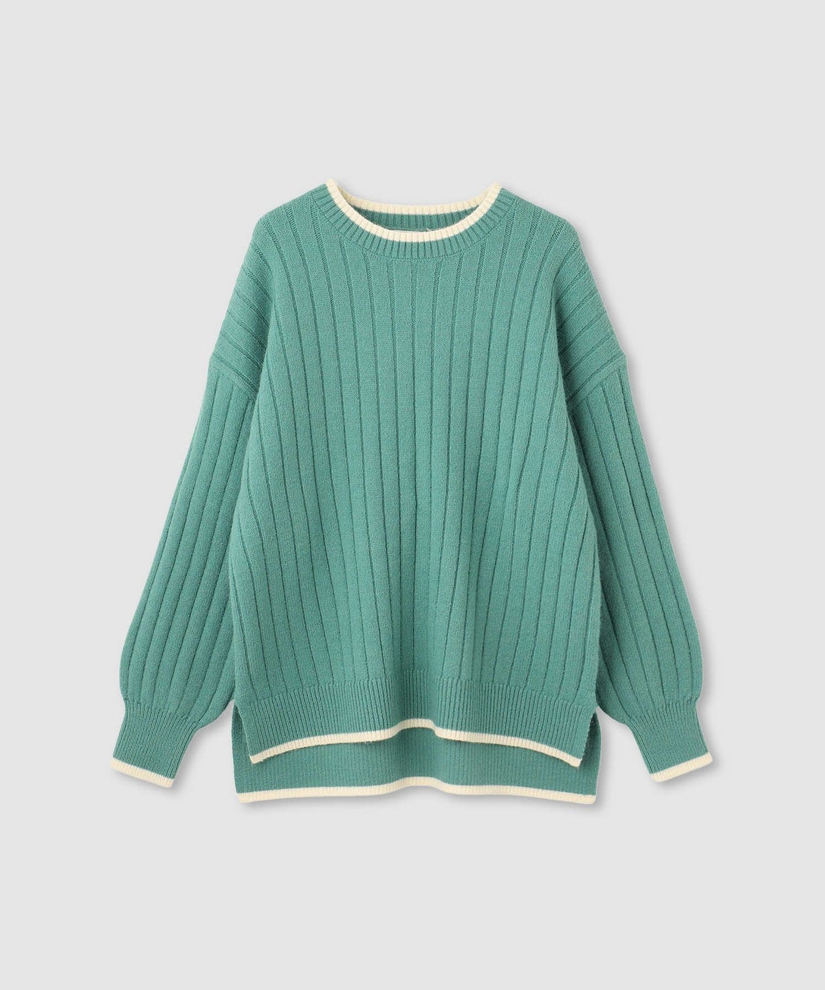 nAvy もちり もちもち 洗えるニット 配色クルーネック レディース