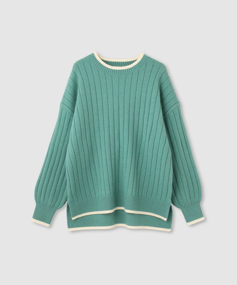 nAvy もちり もちもち 洗えるニット 配色クルーネック レディース商品画像-24