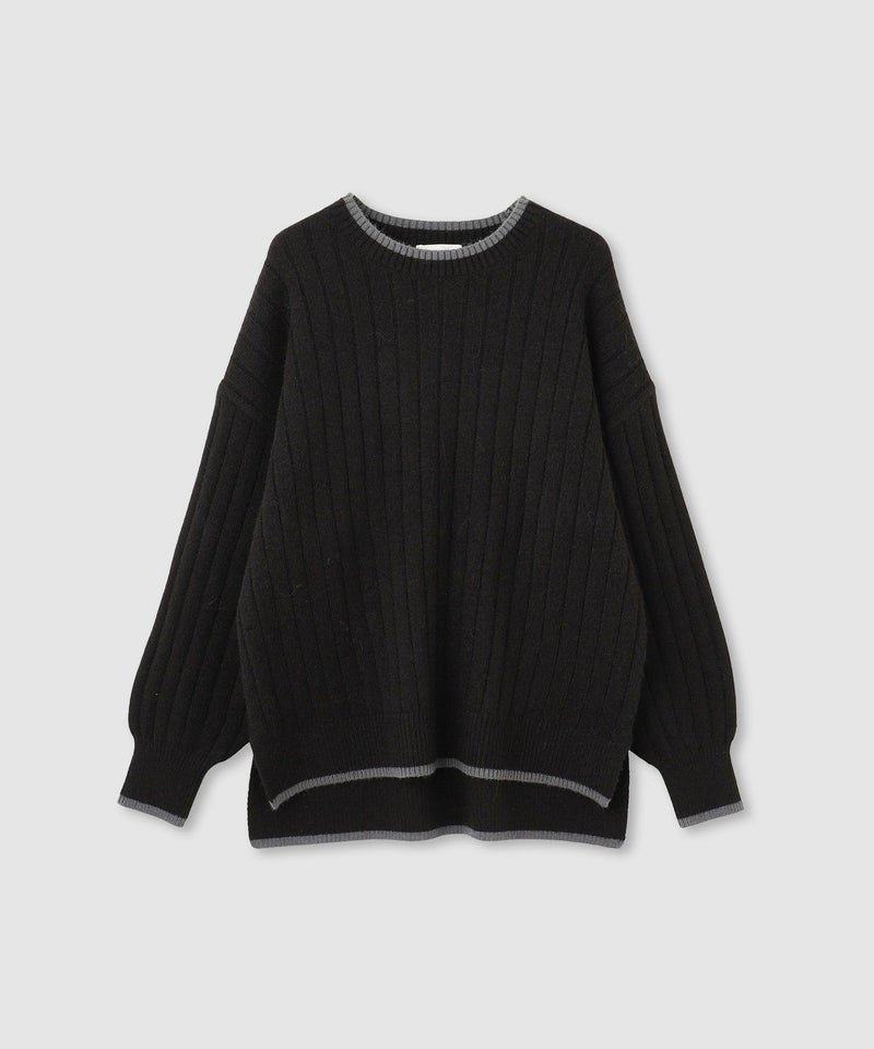 nAvy もちり もちもち 洗えるニット 配色クルーネック レディース商品画像-25