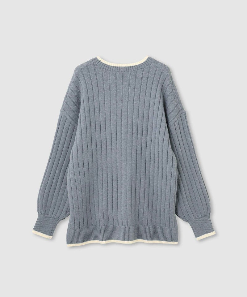 nAvy もちり もちもち 洗えるニット 配色クルーネック レディース商品画像-26