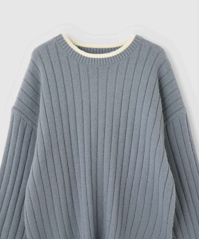 nAvy もちり もちもち 洗えるニット 配色クルーネック レディース商品画像-27