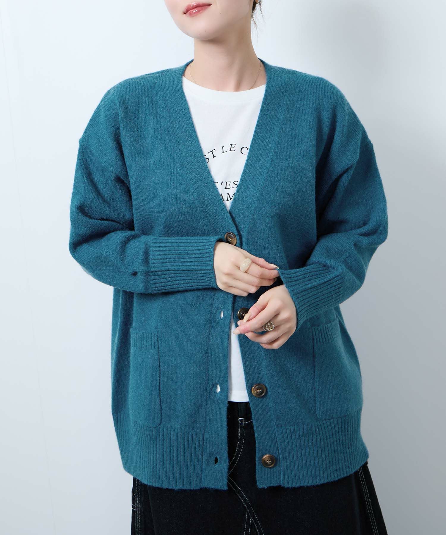 nAvy もちり もちもち 洗えるニット Vネックカーディガン レディース