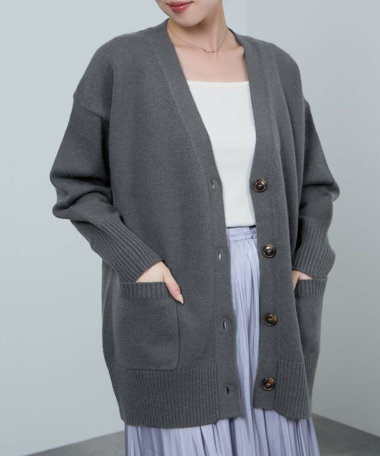 nAvy もちり もちもち 洗えるニット Vネックカーディガン レディース