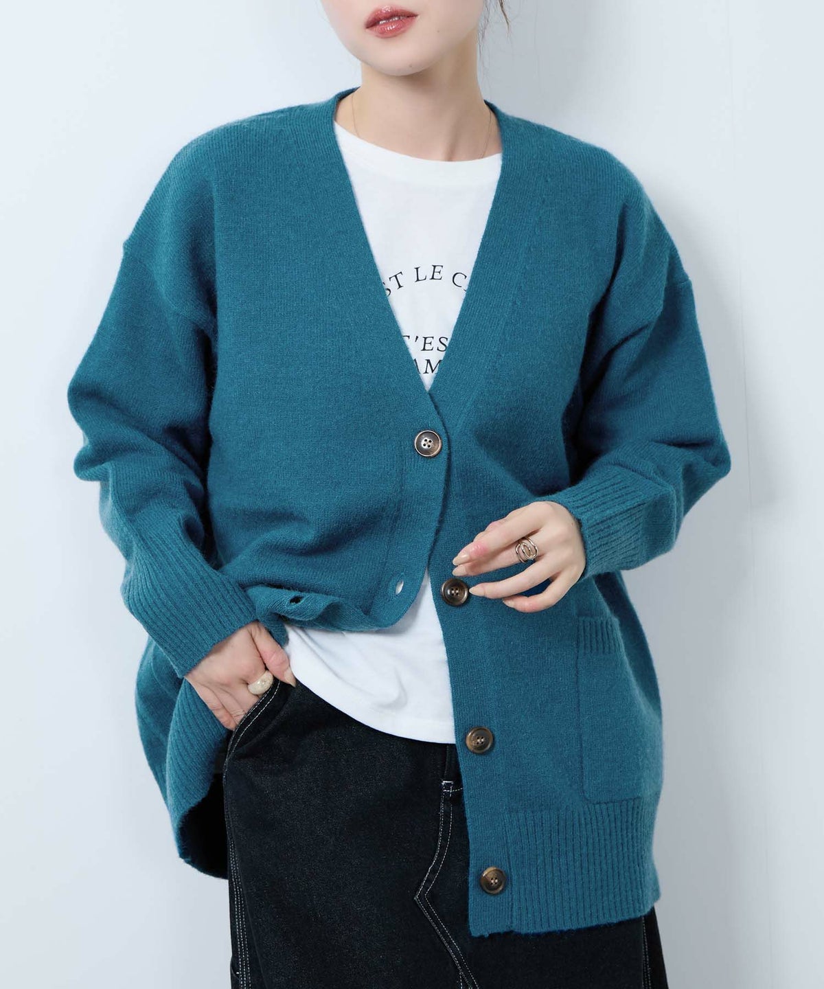 nAvy もちり もちもち 洗えるニット Vネックカーディガン レディース