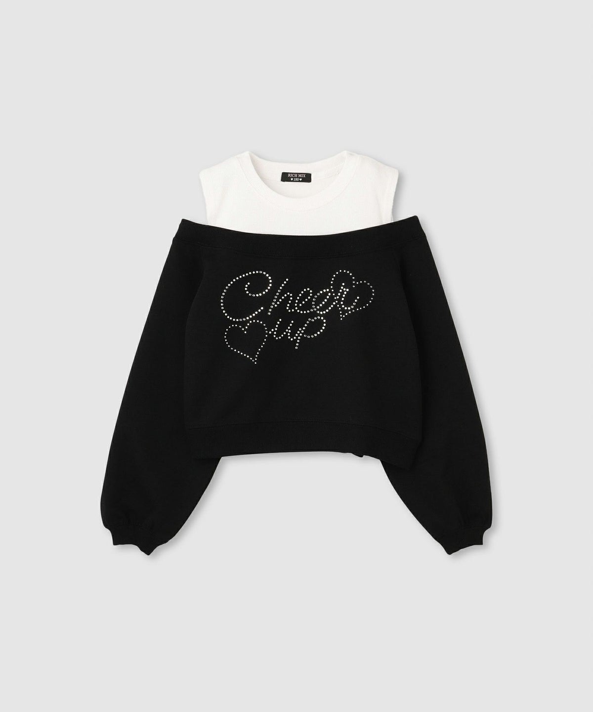 [期間限定価格]RICH MIX ポンチ素材肩あきフェイクトレーナー キッズ