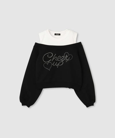 [期間限定価格]RICH MIX ポンチ素材肩あきフェイクトレーナー キッズ