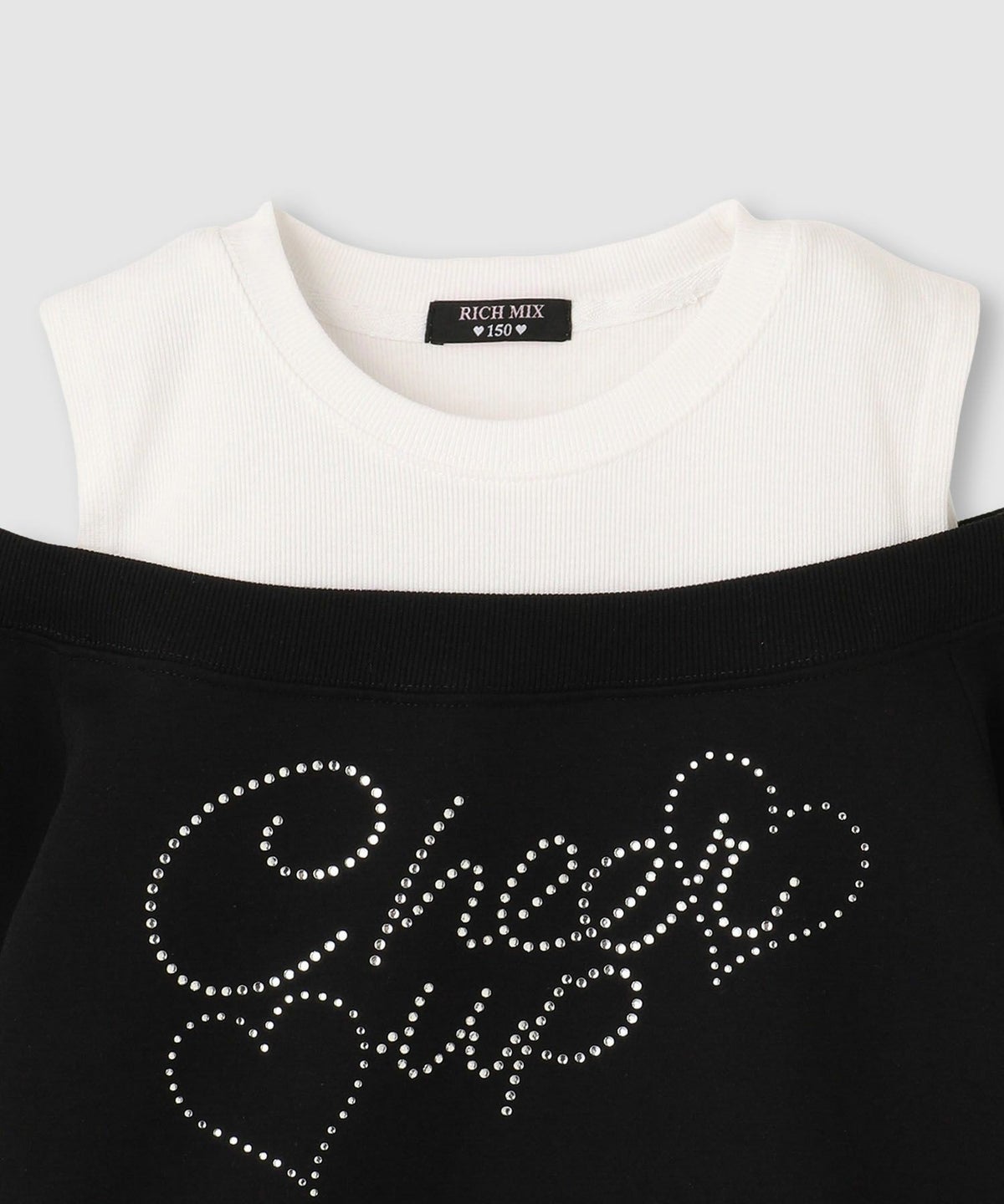 [期間限定価格]RICH MIX ポンチ素材肩あきフェイクトレーナー キッズ