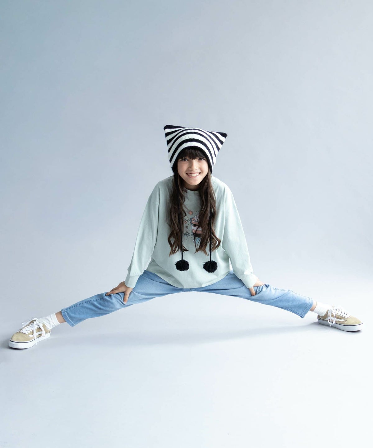 NAVY のびるモン ストレッチデニムスキニーウエストギャザーパンツ キッズ