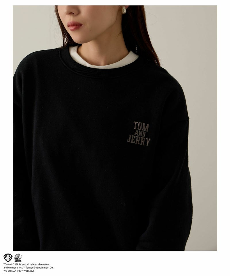 Tom and Jerry ジェリー タフィー 合皮刺繍トレーナー メンズ商品画像-3