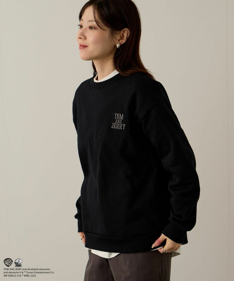 Tom and Jerry ジェリー タフィー 合皮刺繍トレーナー メンズ商品画像-5