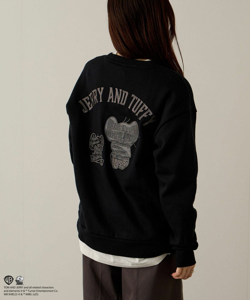 Tom and Jerry ジェリー タフィー 合皮刺繍トレーナー メンズ商品画像-6