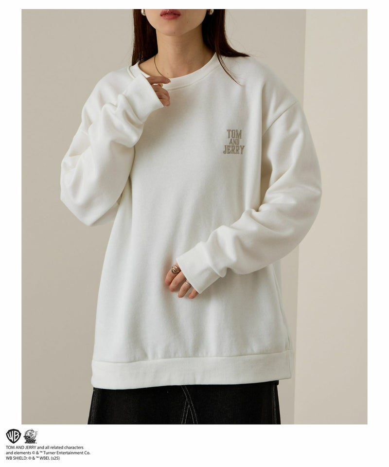 Tom and Jerry ジェリー タフィー 合皮刺繍トレーナー メンズ商品画像-11
