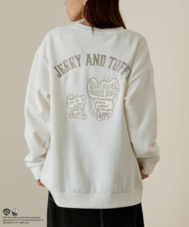 Tom and Jerry ジェリー タフィー 合皮刺繍トレーナー メンズ商品画像-12