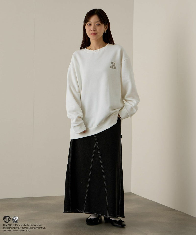 Tom and Jerry ジェリー タフィー 合皮刺繍トレーナー メンズ商品画像-13