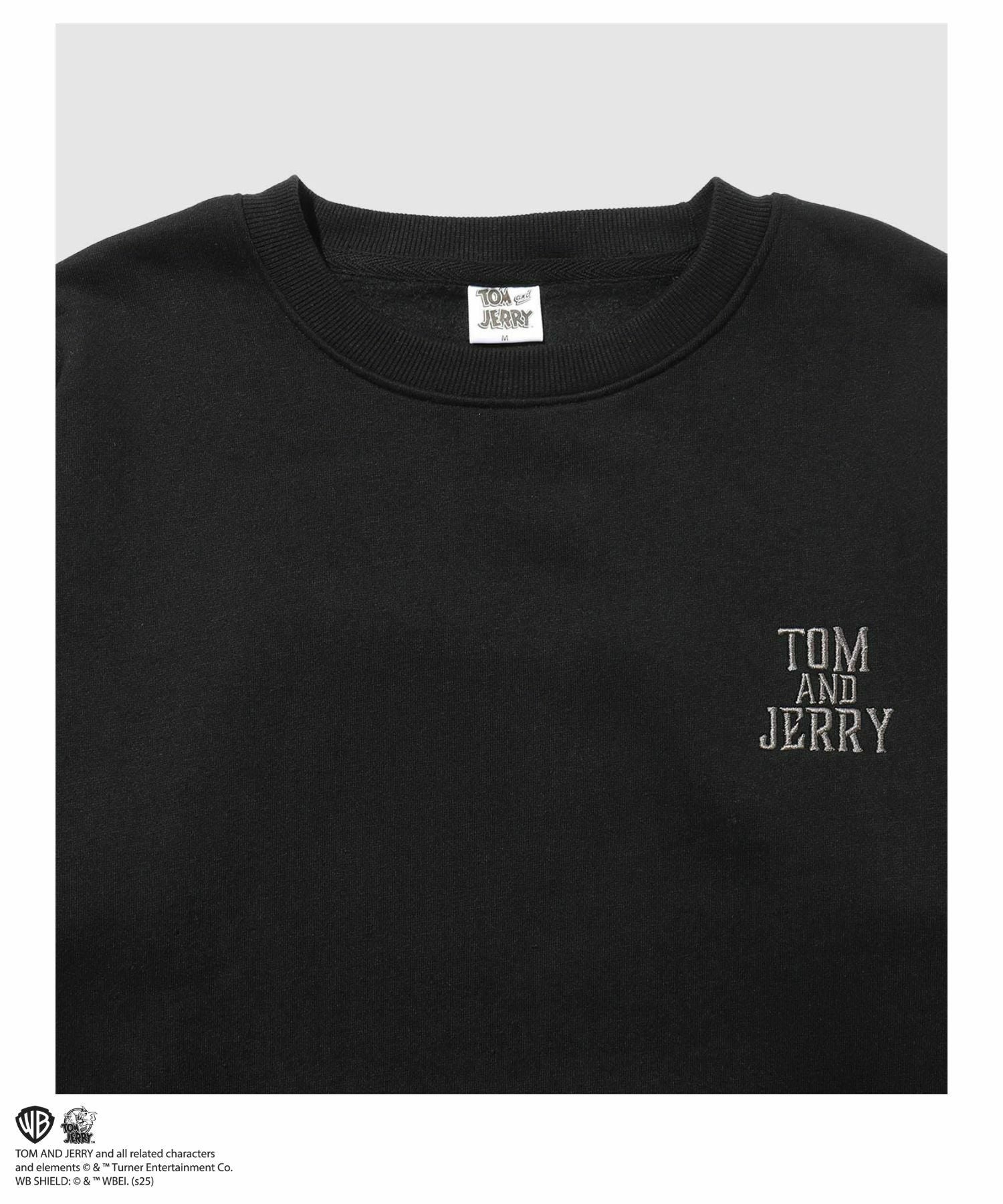 Tom and Jerry ジェリー タフィー 合皮刺繍トレーナー メンズ