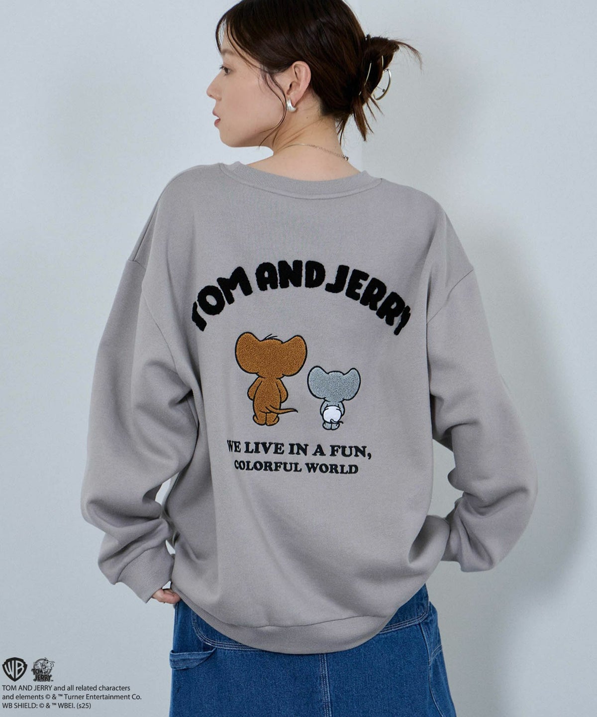 Tom and Jerry ジェリー タフィー サガラ刺繍トレーナー メンズ