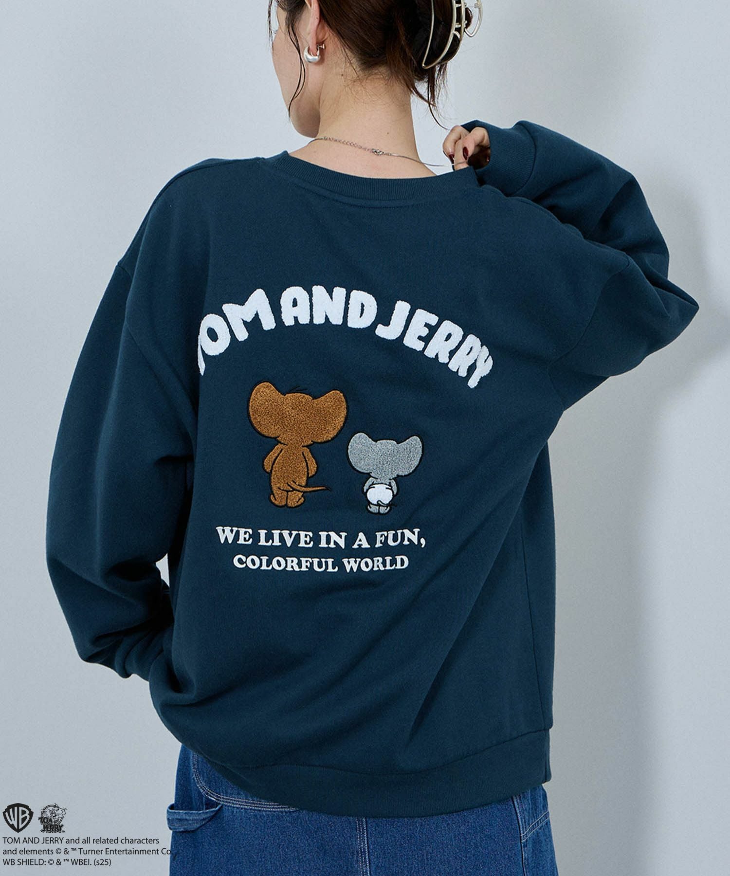 Tom and Jerry ジェリー タフィー サガラ刺繍トレーナー メンズ