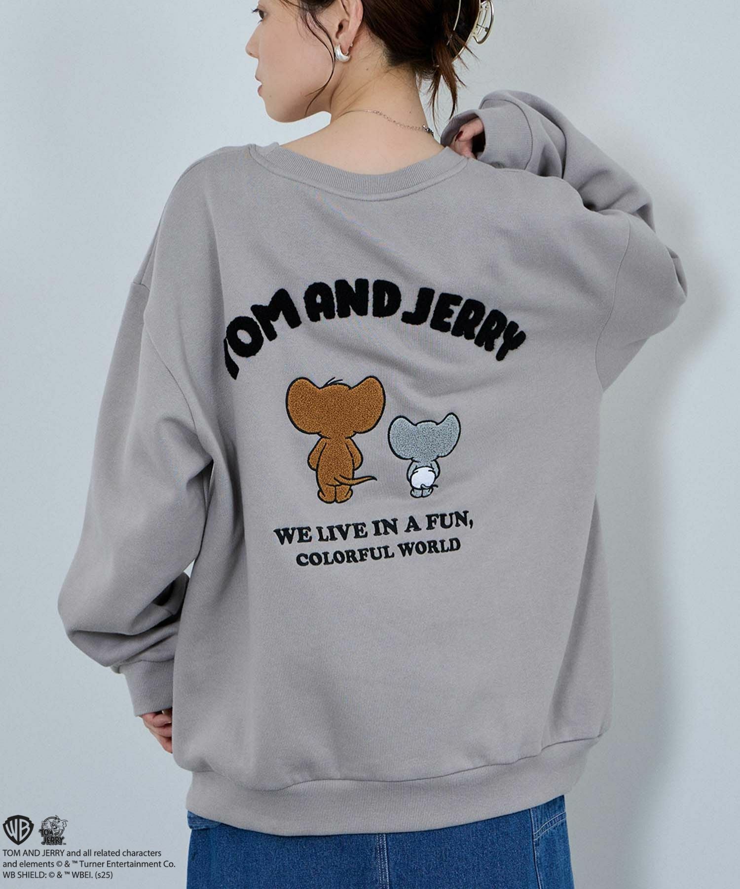 Tom and Jerry ジェリー タフィー サガラ刺繍トレーナー メンズ