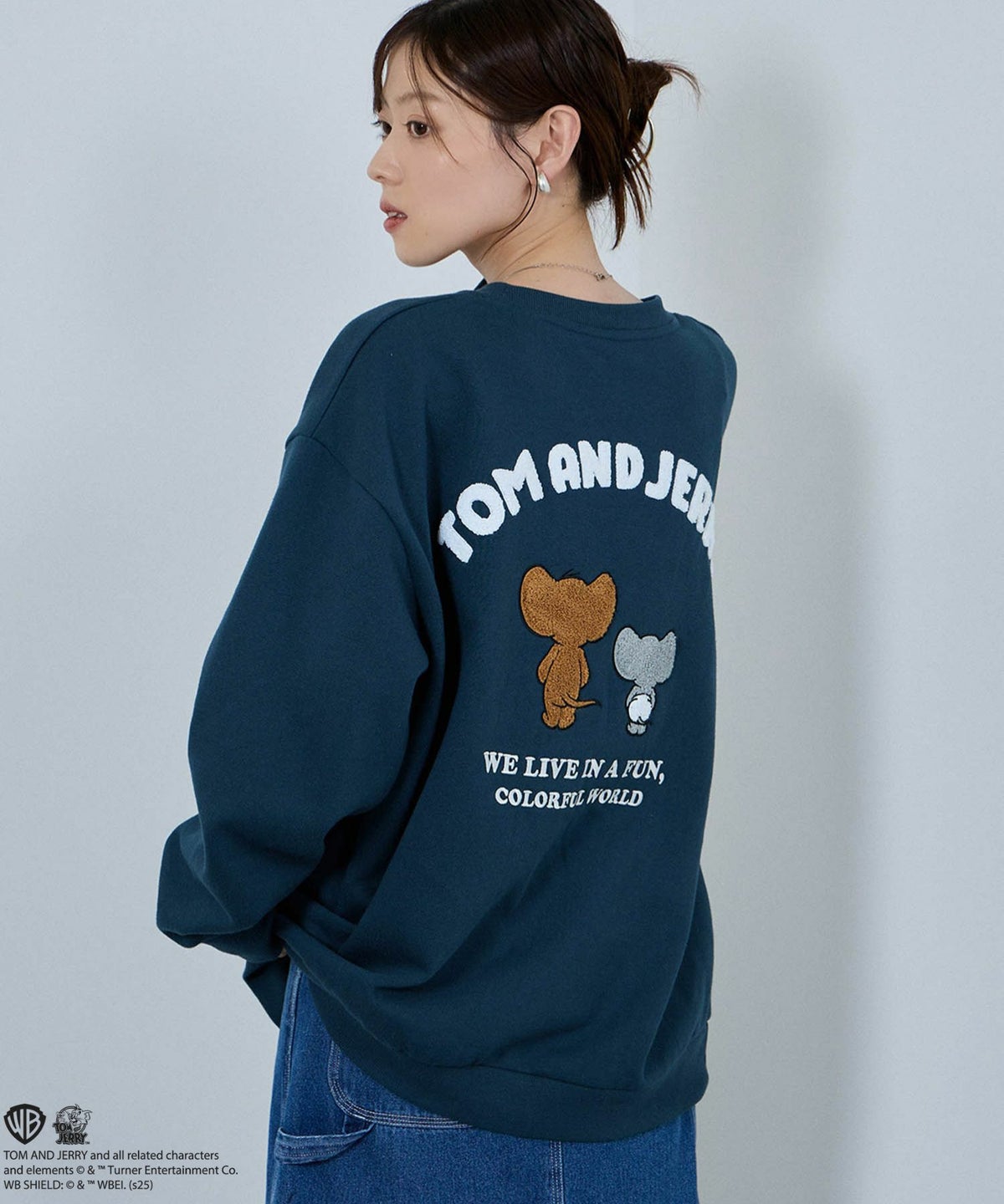 Tom and Jerry ジェリー タフィー サガラ刺繍トレーナー メンズ