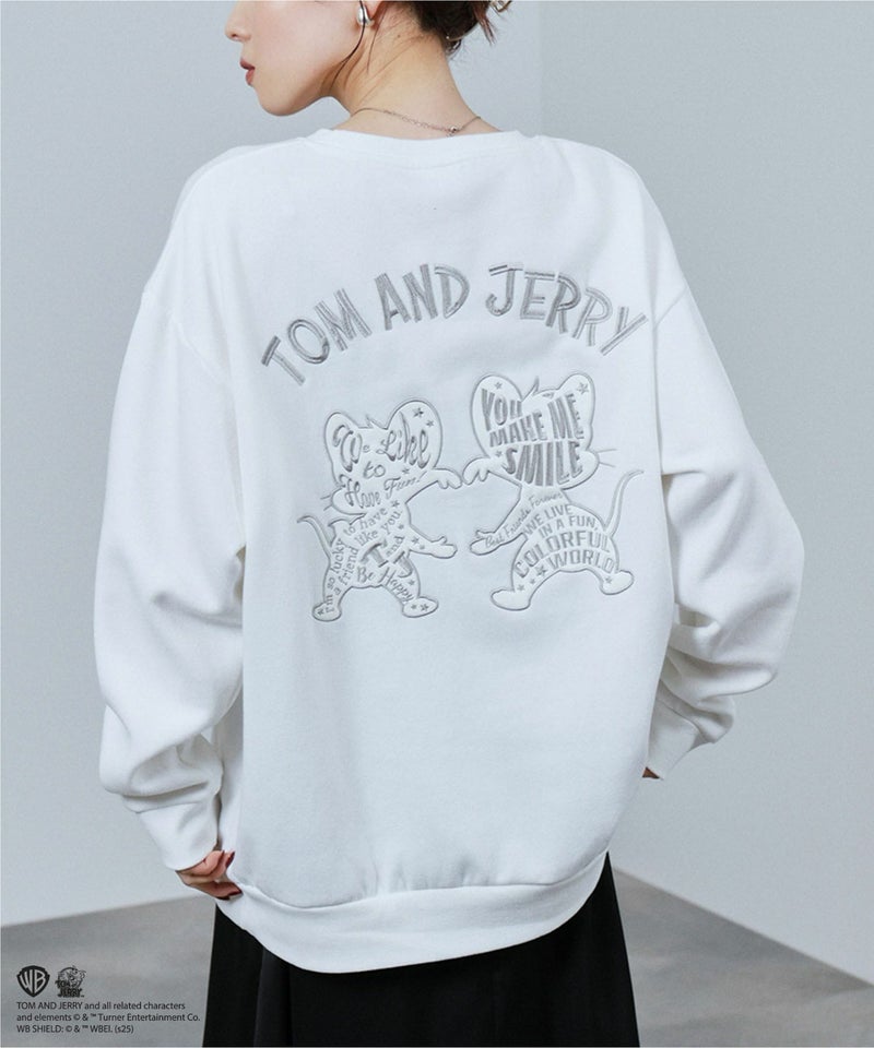 Tom and Jerry ジェリー タフィー 合皮トレーナー メンズ商品画像-2