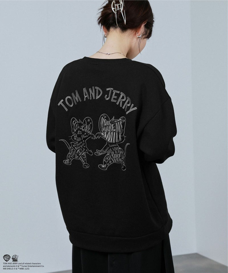 Tom and Jerry ジェリー タフィー 合皮トレーナー メンズ商品画像-6