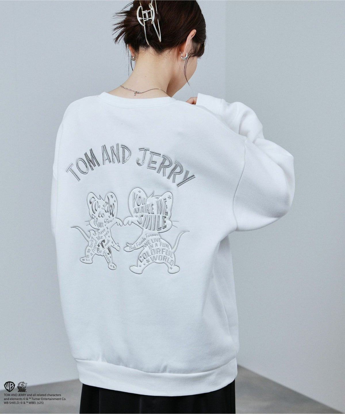 Tom and Jerry ジェリー タフィー 合皮トレーナー メンズ