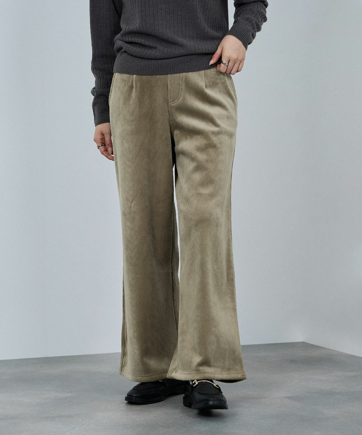 nAvy MAC HEAT コーデュロイ裏ベロアワイドパンツ レディース