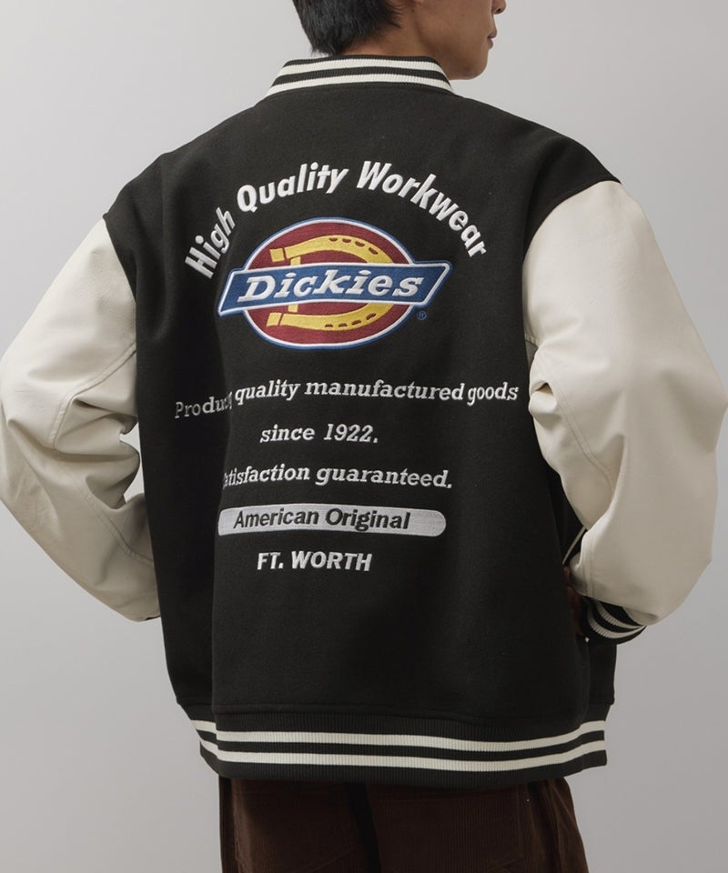 Dickies/ディッキーズ ロゴ刺繍 合成皮革切替 スタジアムジャンパー商品画像-2