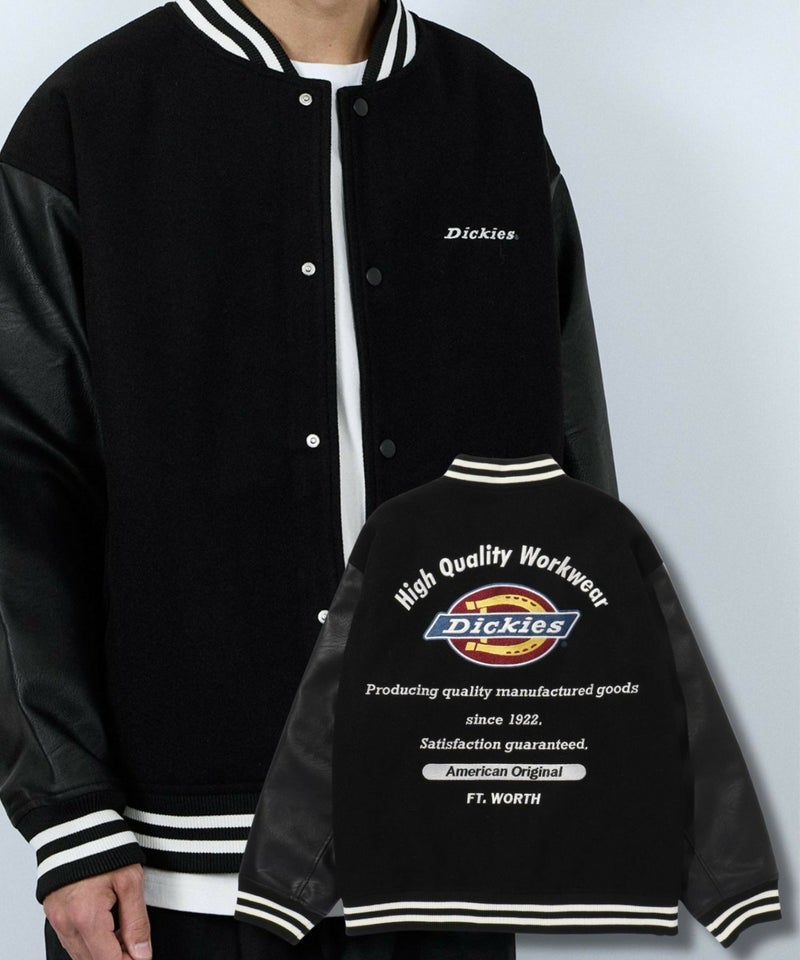 Dickies/ディッキーズ ロゴ刺繍 合成皮革切替 スタジアムジャンパー商品画像-4