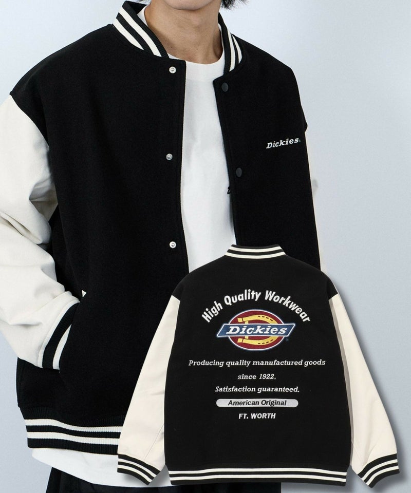 Dickies/ディッキーズ ロゴ刺繍 合成皮革切替 スタジアムジャンパー商品画像-5