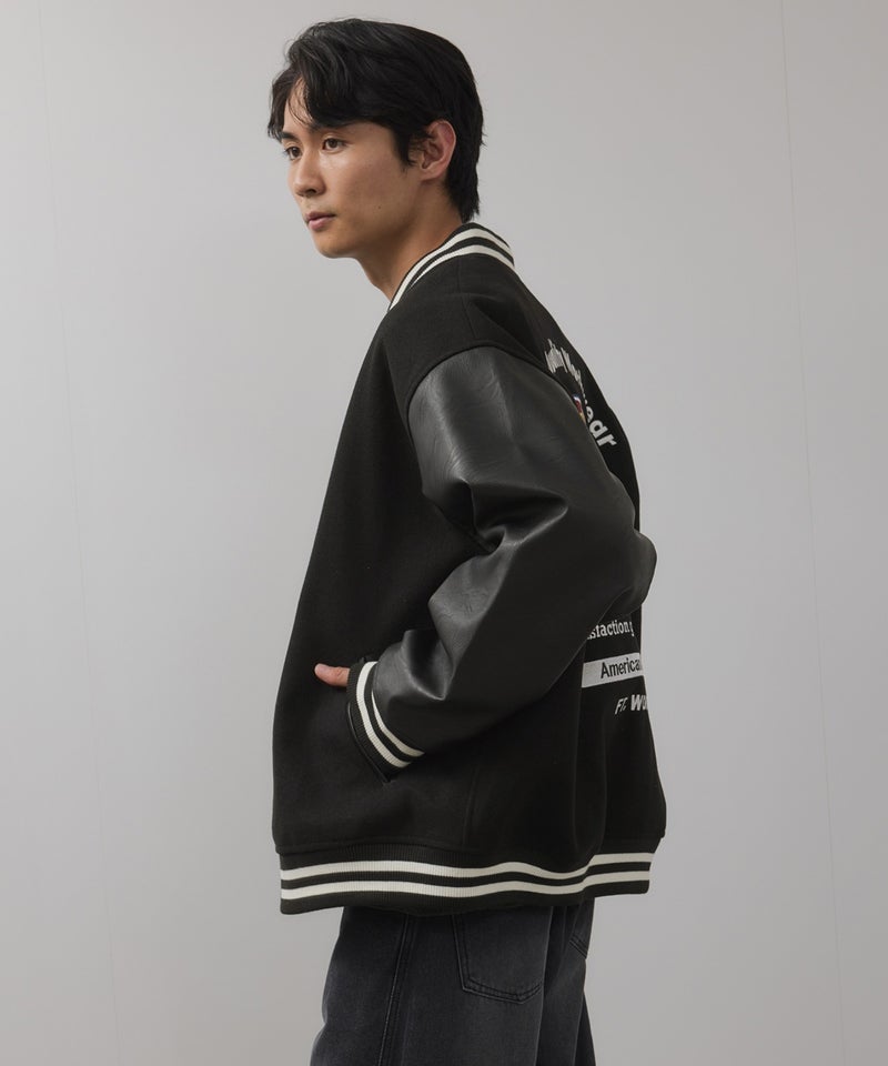 Dickies/ディッキーズ ロゴ刺繍 合成皮革切替 スタジアムジャンパー商品画像-5