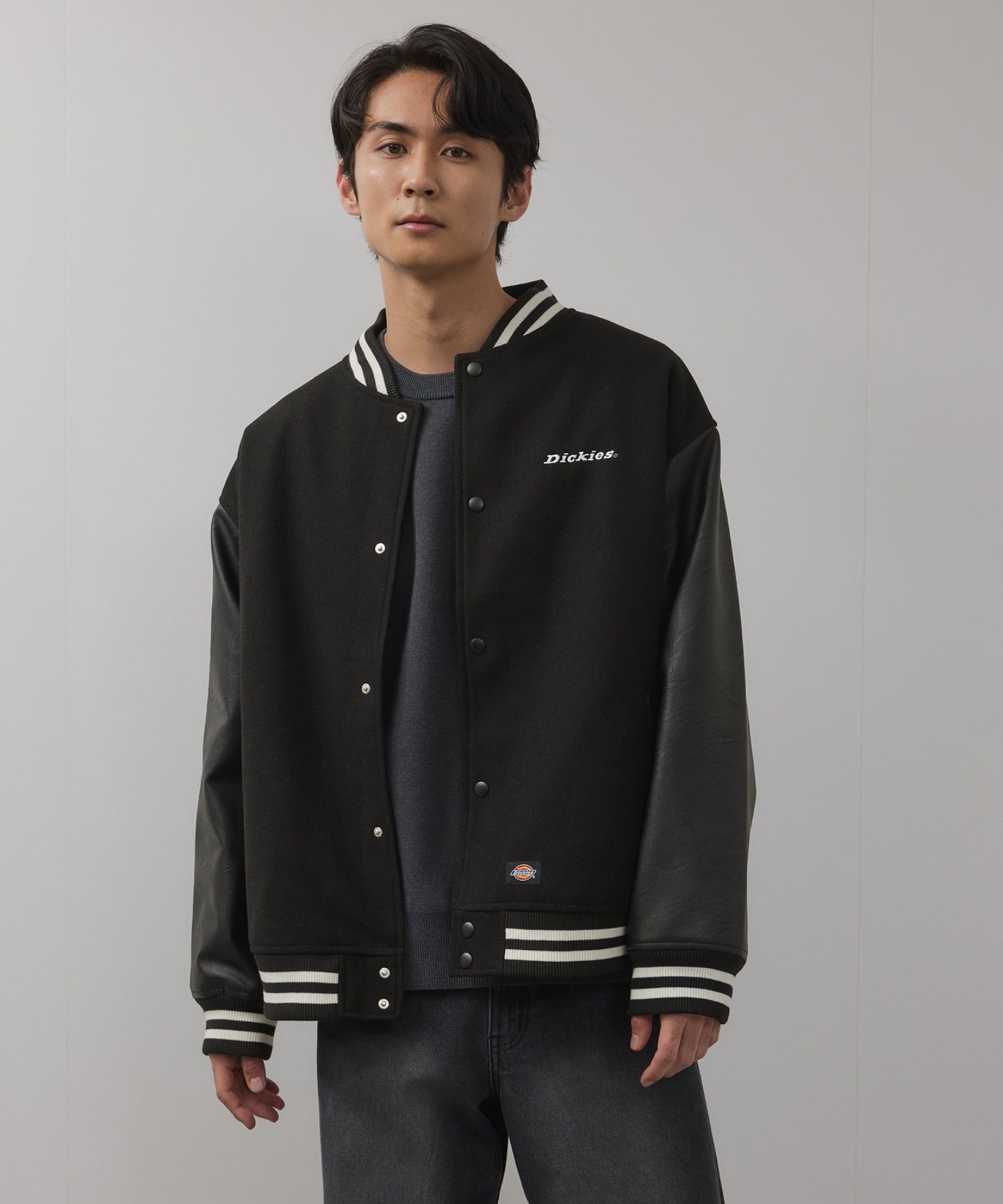 Dickies/ディッキーズ ロゴ刺繍 合成皮革切替 スタジアムジャンパー