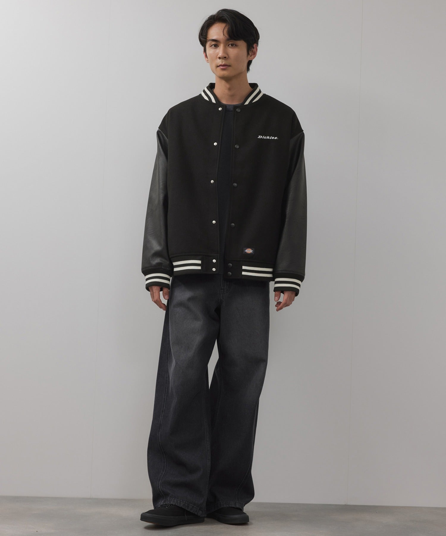 Dickies/ディッキーズ ロゴ刺繍 合成皮革切替 スタジアムジャンパー