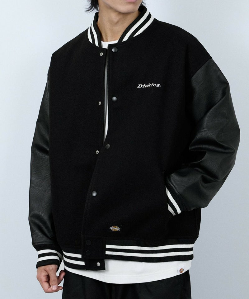 Dickies/ディッキーズ ロゴ刺繍 合成皮革切替 スタジアムジャンパー商品画像-9