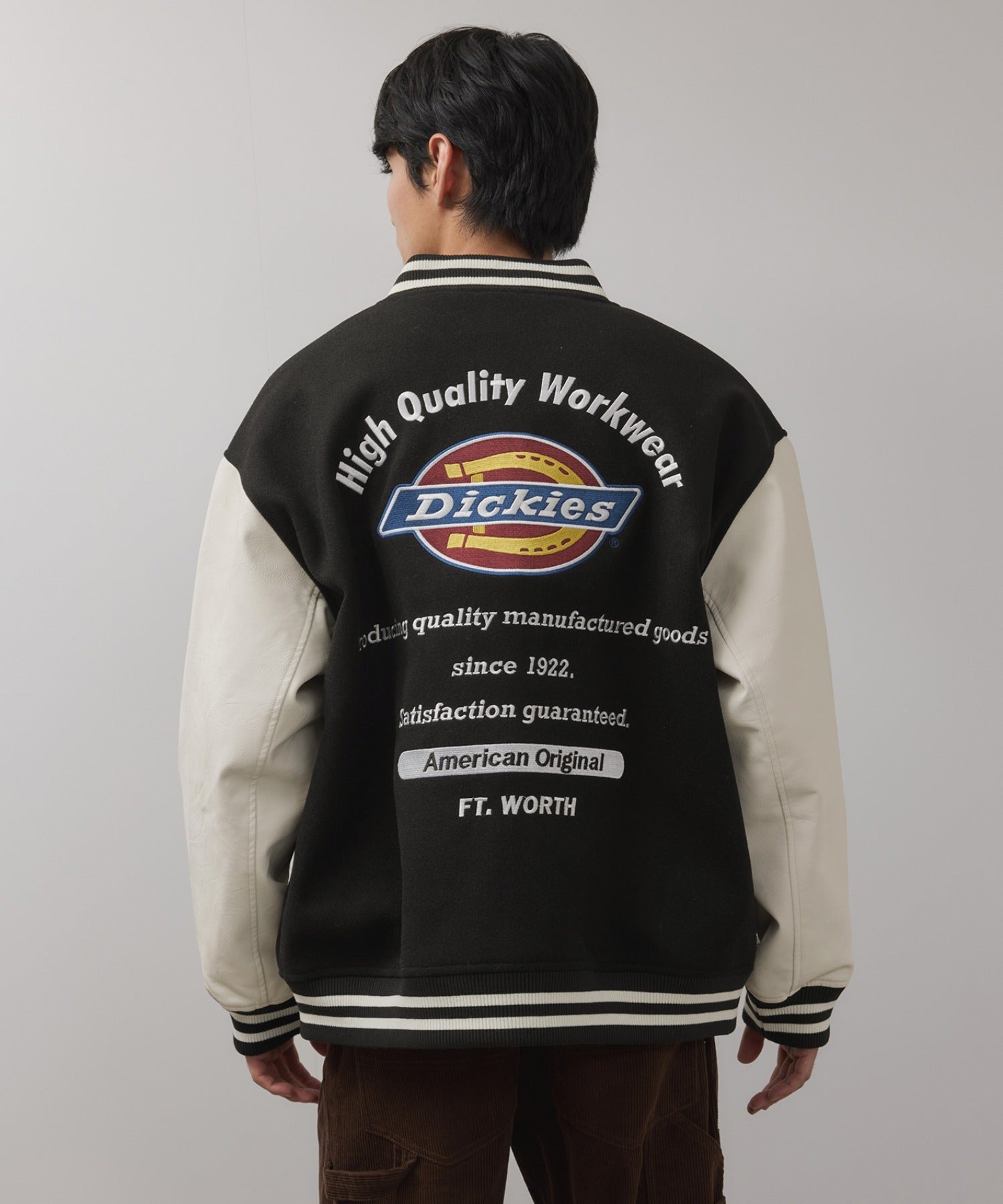 Dickies/ディッキーズ ロゴ刺繍 合成皮革切替 スタジアムジャンパー