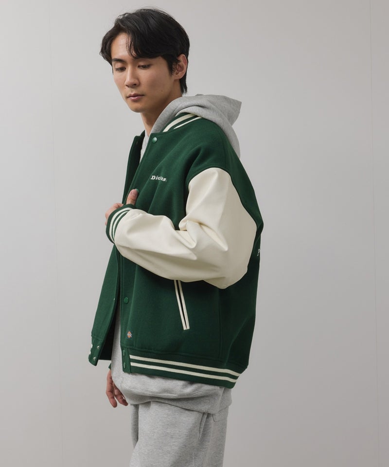Dickies/ディッキーズ ロゴ刺繍 合成皮革切替 スタジアムジャンパー商品画像-18
