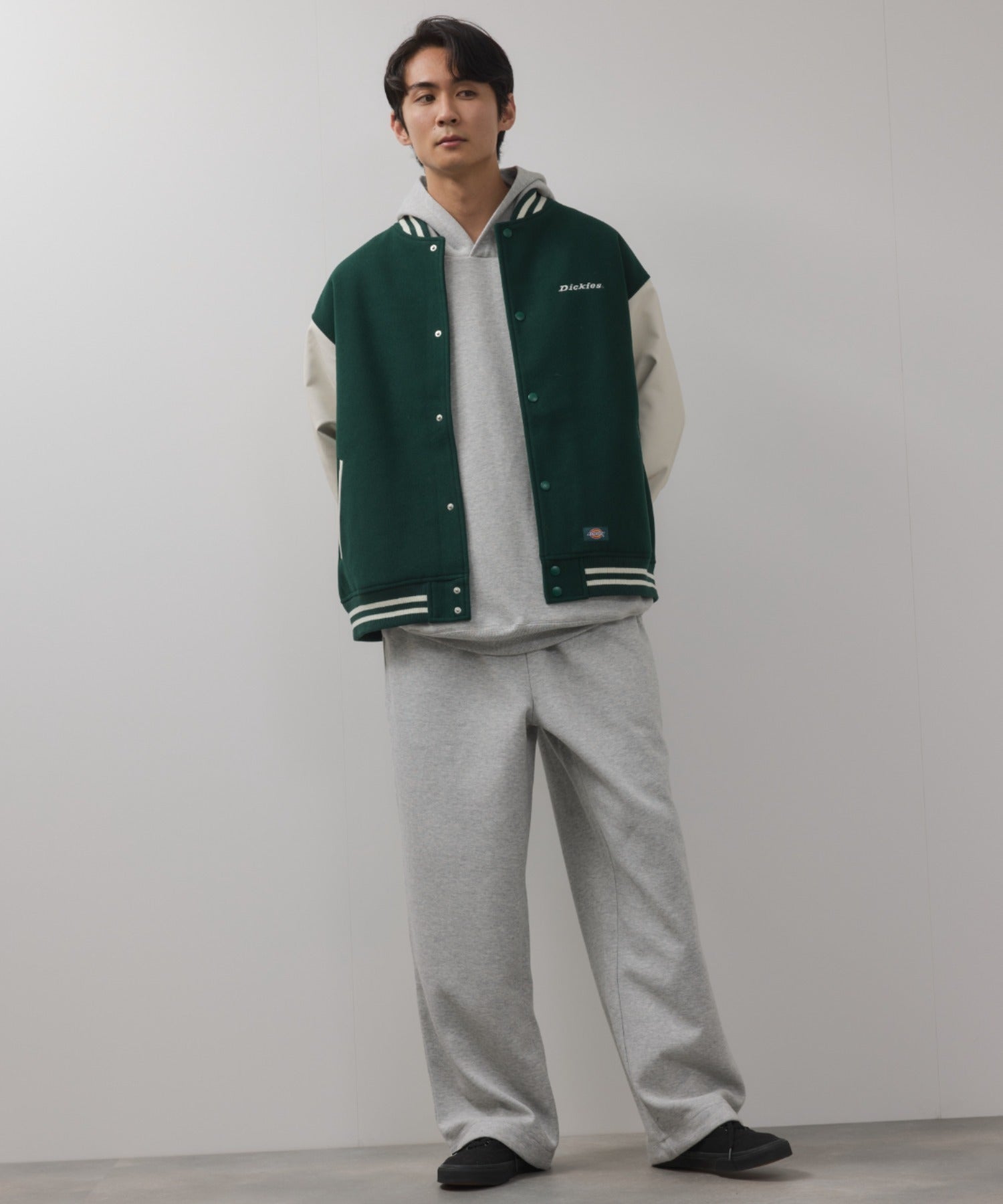 Dickies/ディッキーズ ロゴ刺繍 合成皮革切替 スタジアムジャンパー