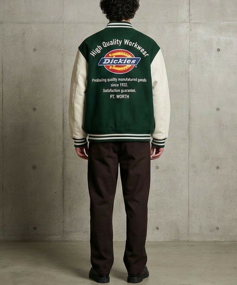 Dickies/ディッキーズ ロゴ刺繍 合成皮革切替 スタジアムジャンパー商品画像-28