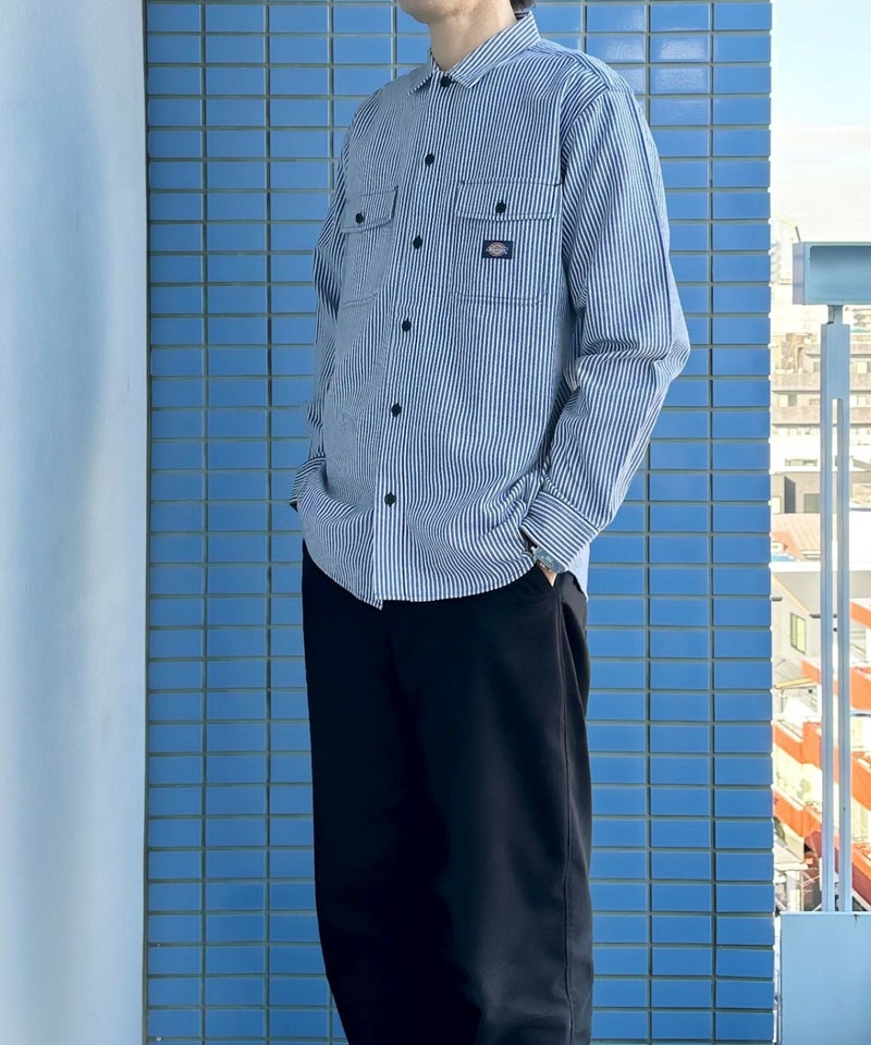 Dickies ヒッコリーストライプ ワークシャツ フラップポケット仕様商品画像-3