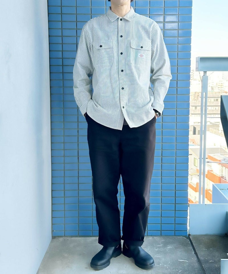 Dickies ヒッコリーストライプ ワークシャツ フラップポケット仕様商品画像-6