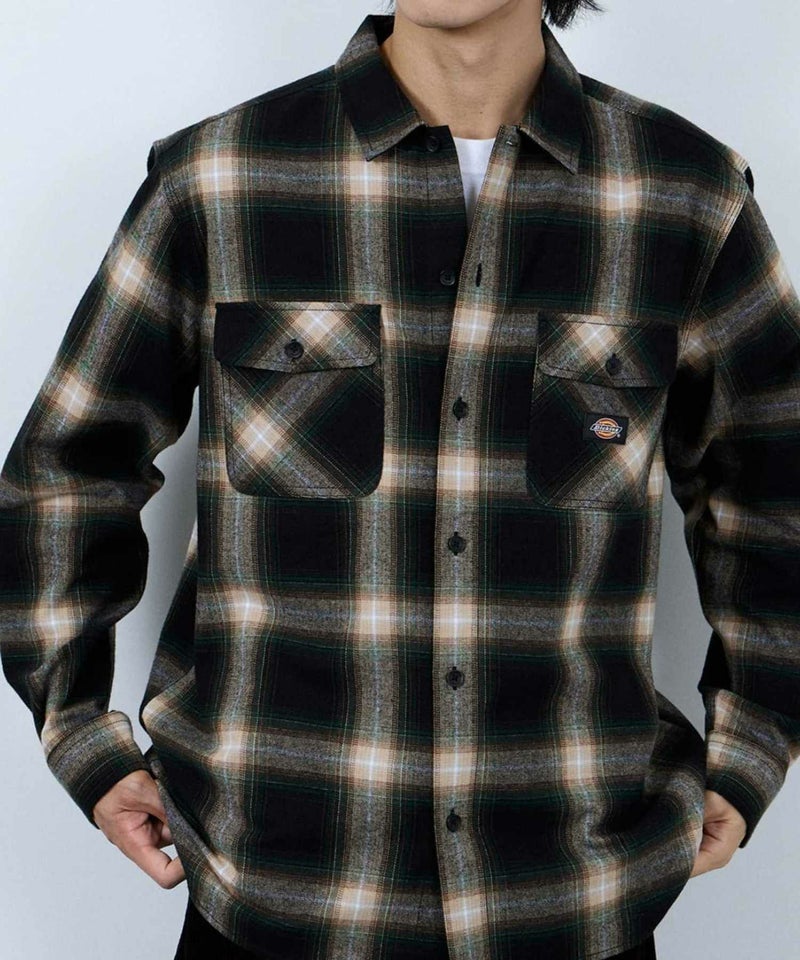 【別注】Dickies 100% Cotton Plaid Work Shirt Long Sleeve Unisex 綿100%チェック柄ワークシャツ ユニセックス メンズ商品画像-5