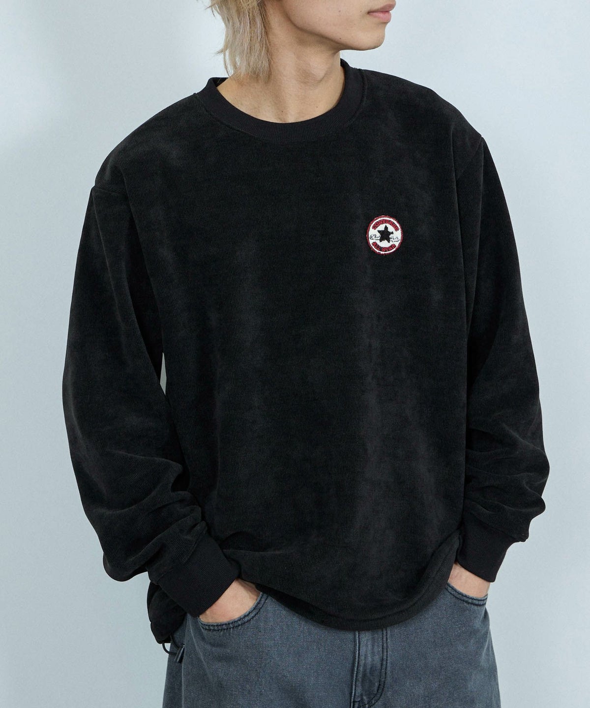 CONVERSE リブ裏ボアトレーナー メンズ