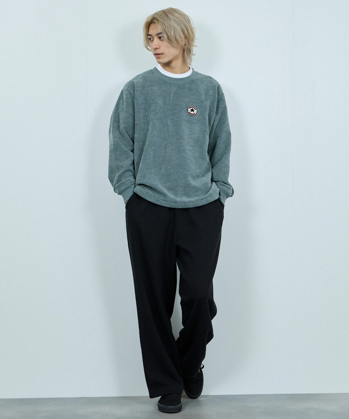 CONVERSE リブ裏ボアトレーナー メンズ